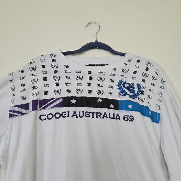Vtg Y2K Coogi TShirt Mens XL White Blue Embroidered 90s Streetwear 2000s - Picture 2 of 10